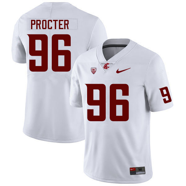 Men #96 Jack Procter Washington State Cougars College Football Jerseys Sale-White